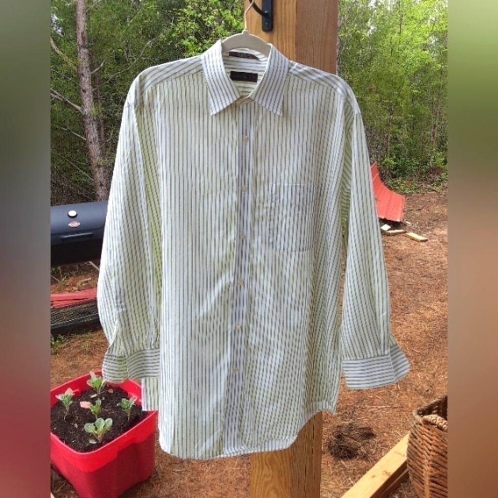 Mens Joseph Abboud Button Down Shirt. Yellow and White. - Picture 1 of 5